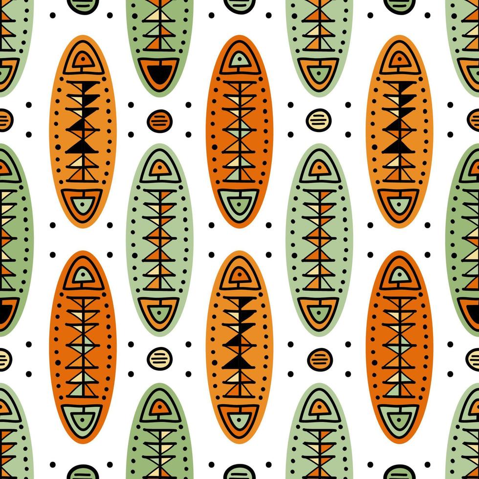 Abstract vector ethnic art. Decorative shape ornamental seamless pattern