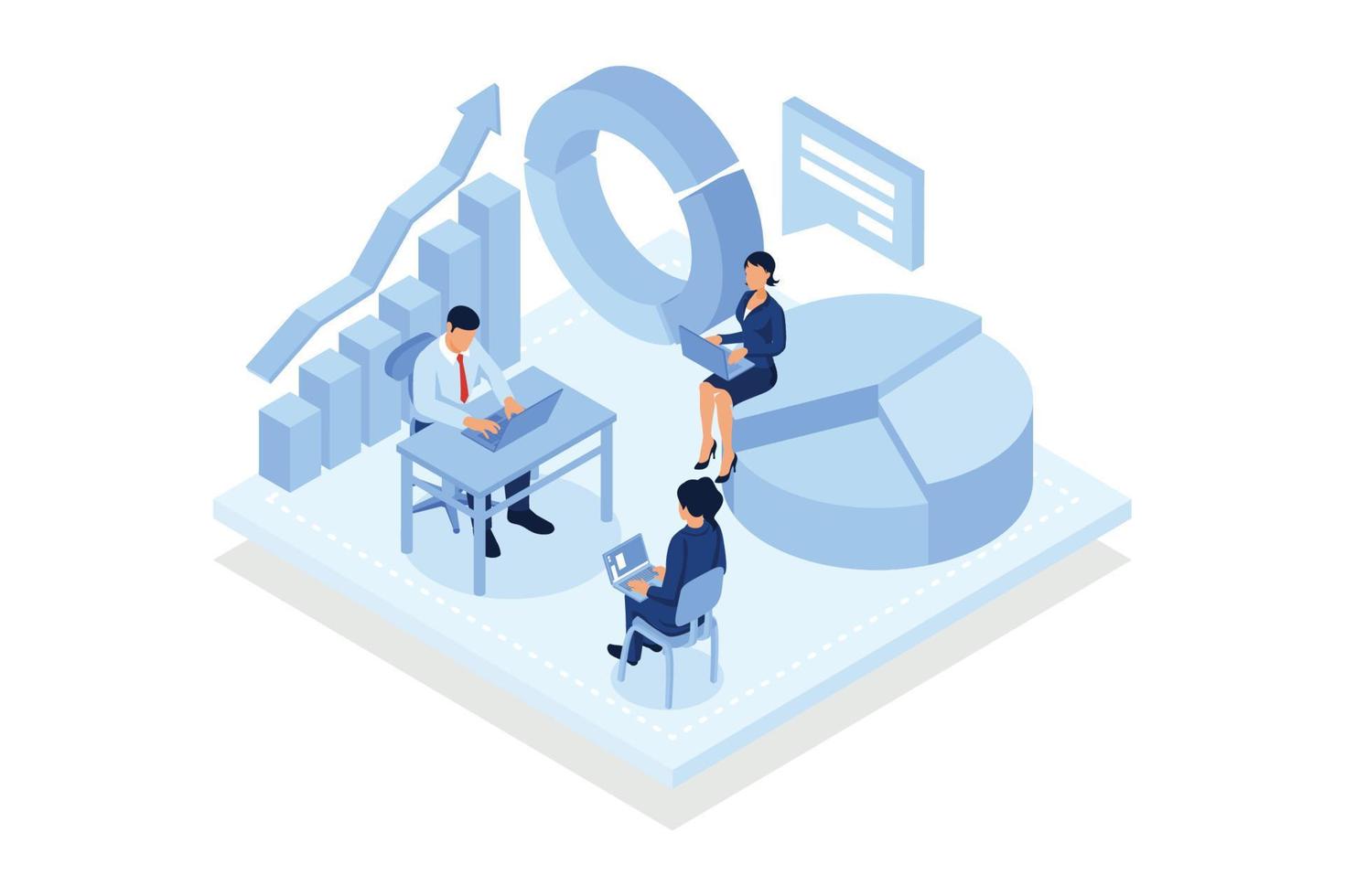 Corporate culture. Workplace culture, communication gap, racial discrimination, company team, body language.isometric vector modern illustration