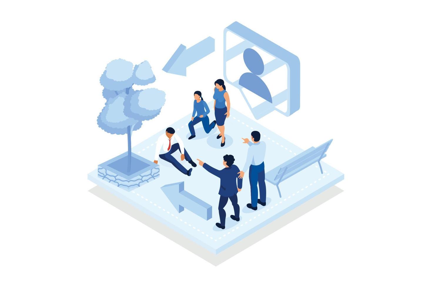 Civil rights. Racial discrimination, gender discrimination, anti-discrimination law, mass protest, police brutality.isometric vector modern illustration