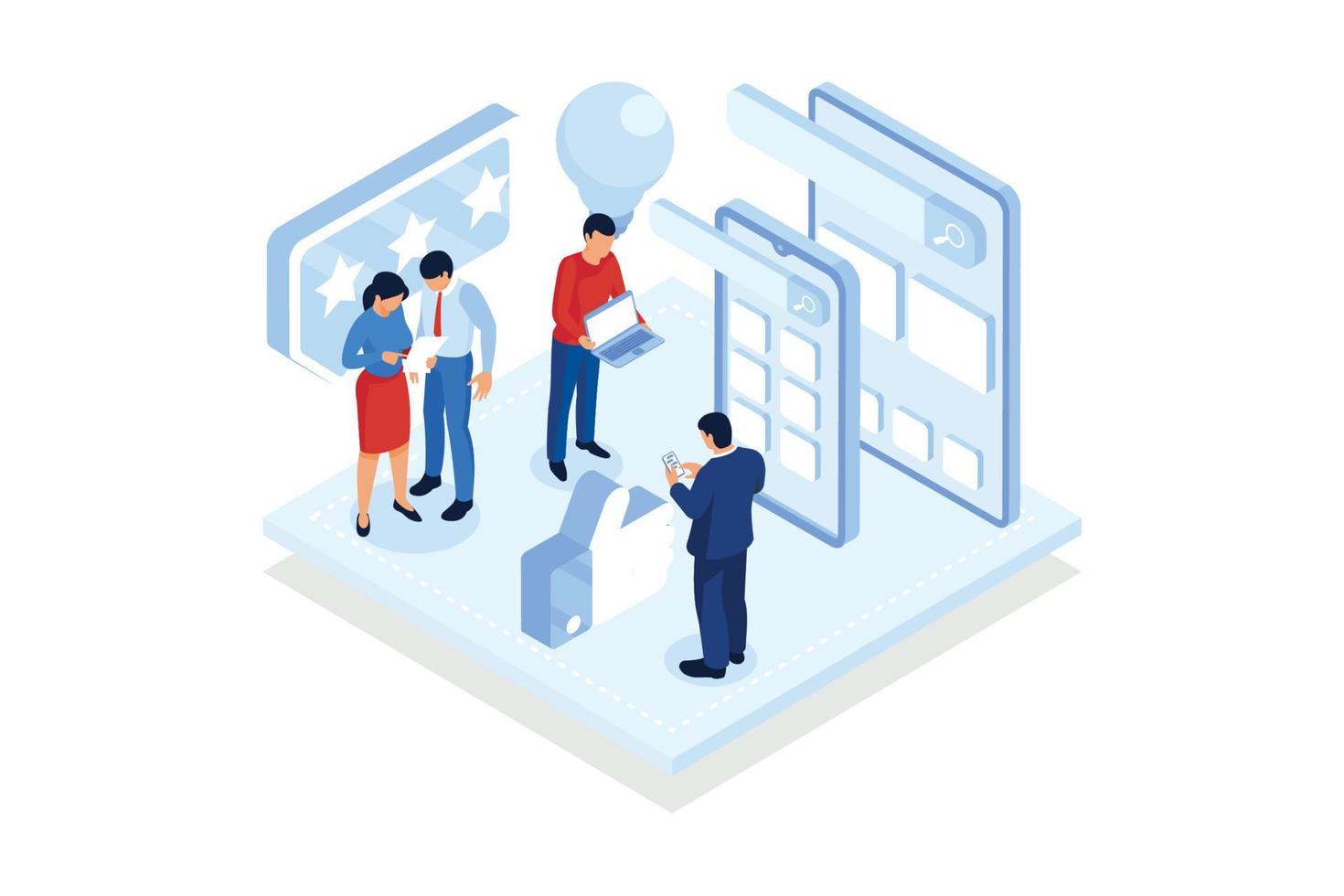 Business idea. Business plan, small business launcher, innovative development, creating new ideas, become a market leader.isometric vector modern illustration