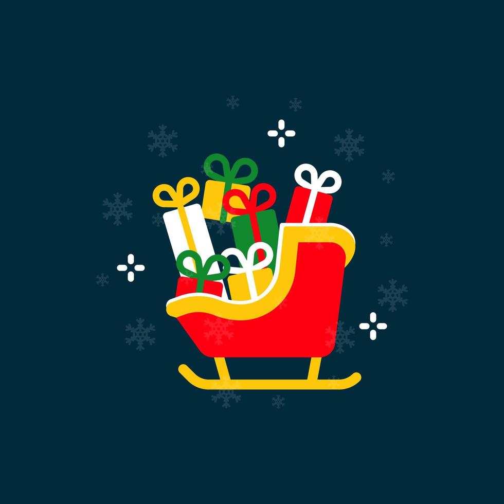 Santa Claus sleigh flat design elements, Santa Claus sleigh icon, Vector and Illustration.