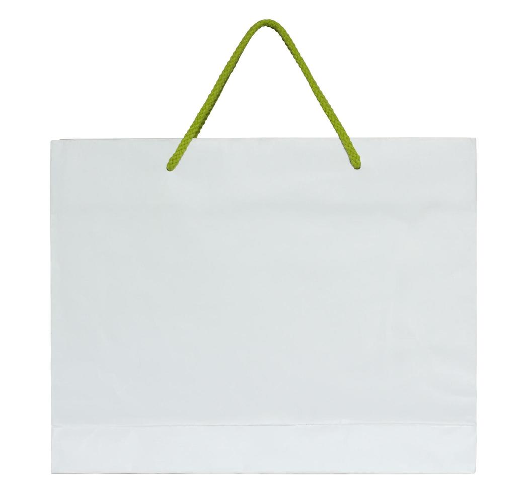 white paper bag isolated on white with clipping path photo