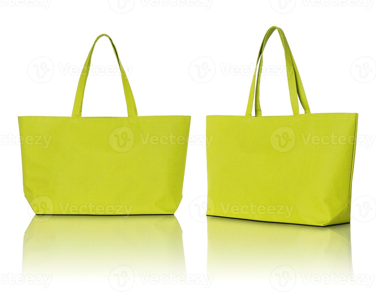 yellow shopping bag on white background photo