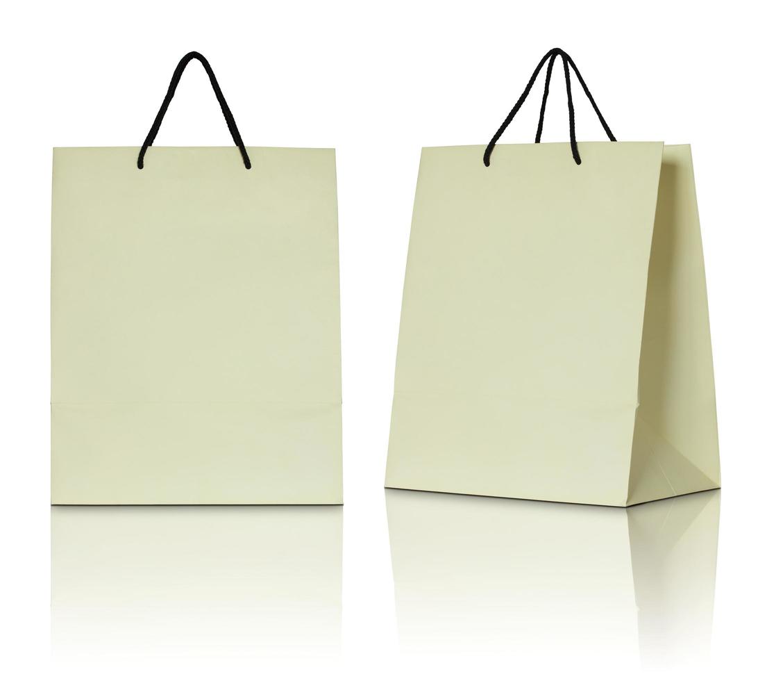paper shopping bag on white background photo