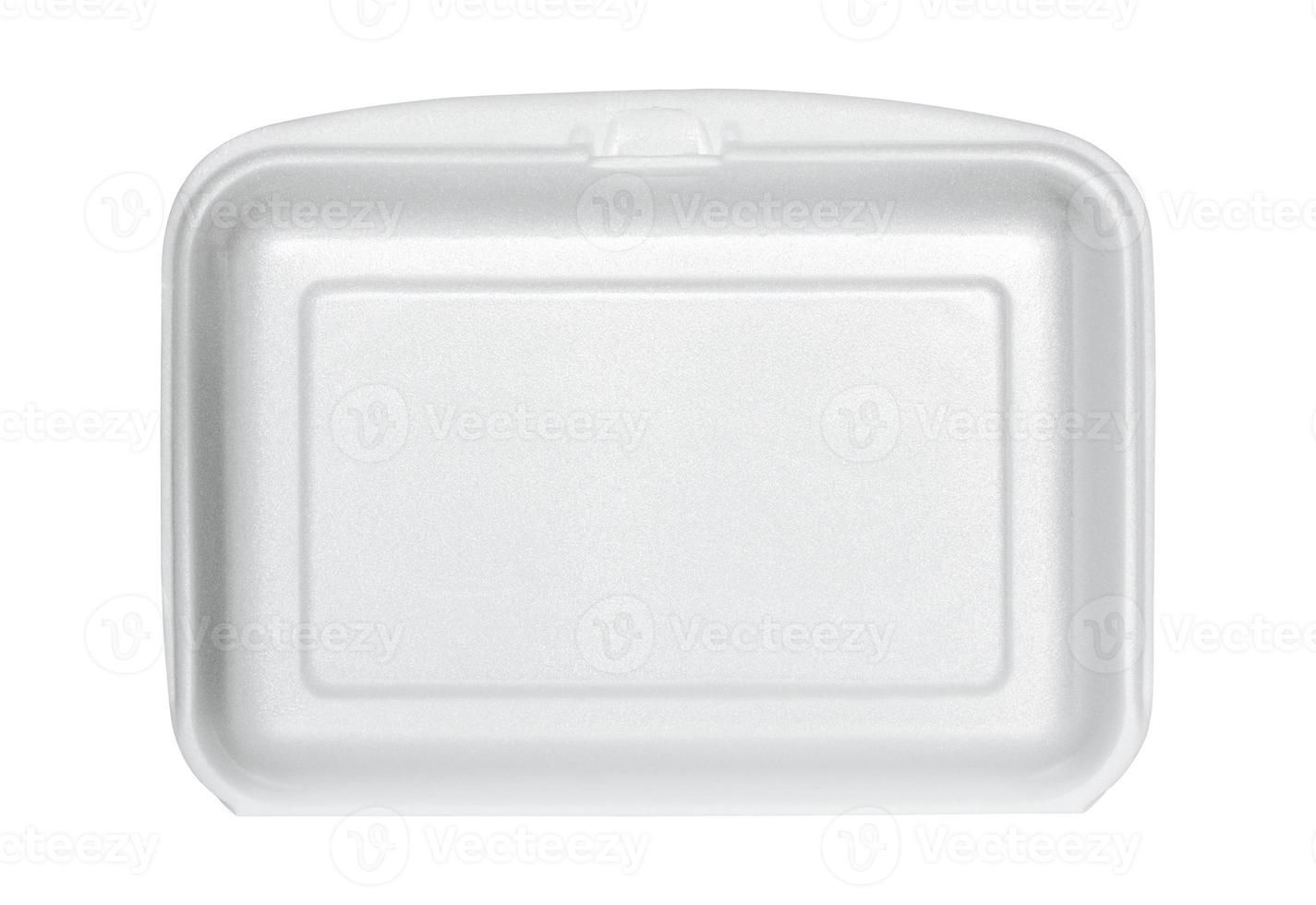 white styrofoam box isolated on white with clipping path photo