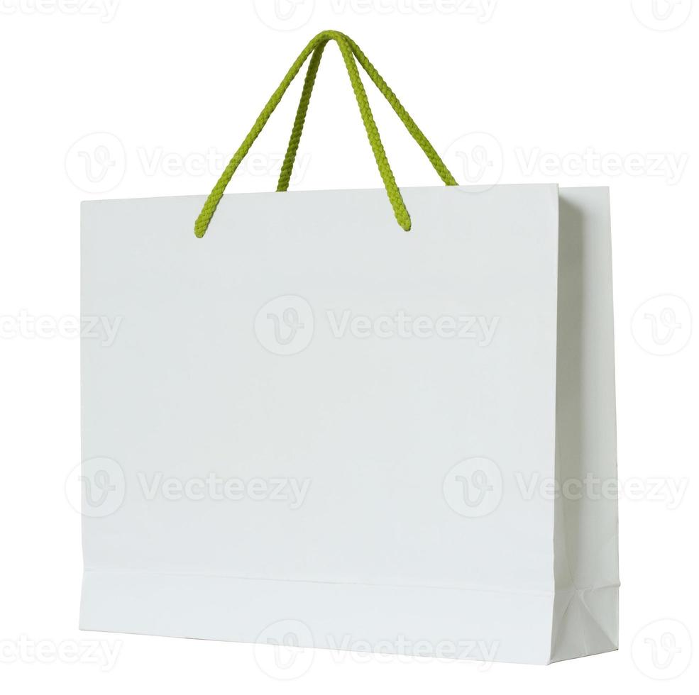 white paper bag isolated on white with clipping path photo