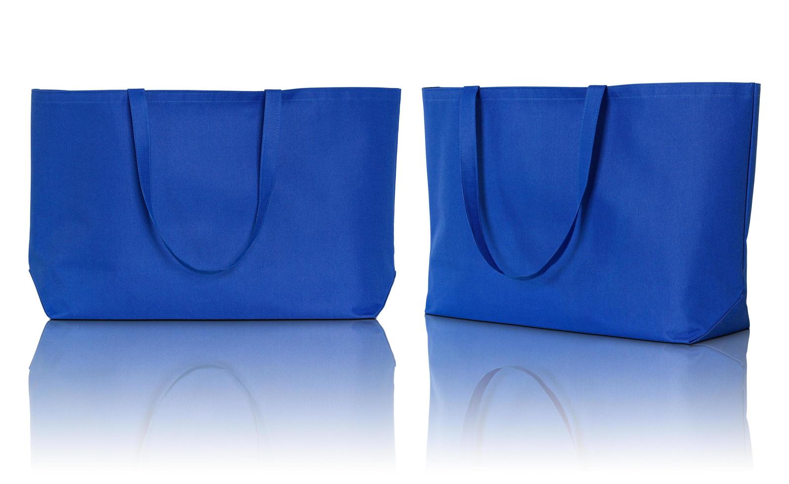 blue shopping fabric bag on white background photo