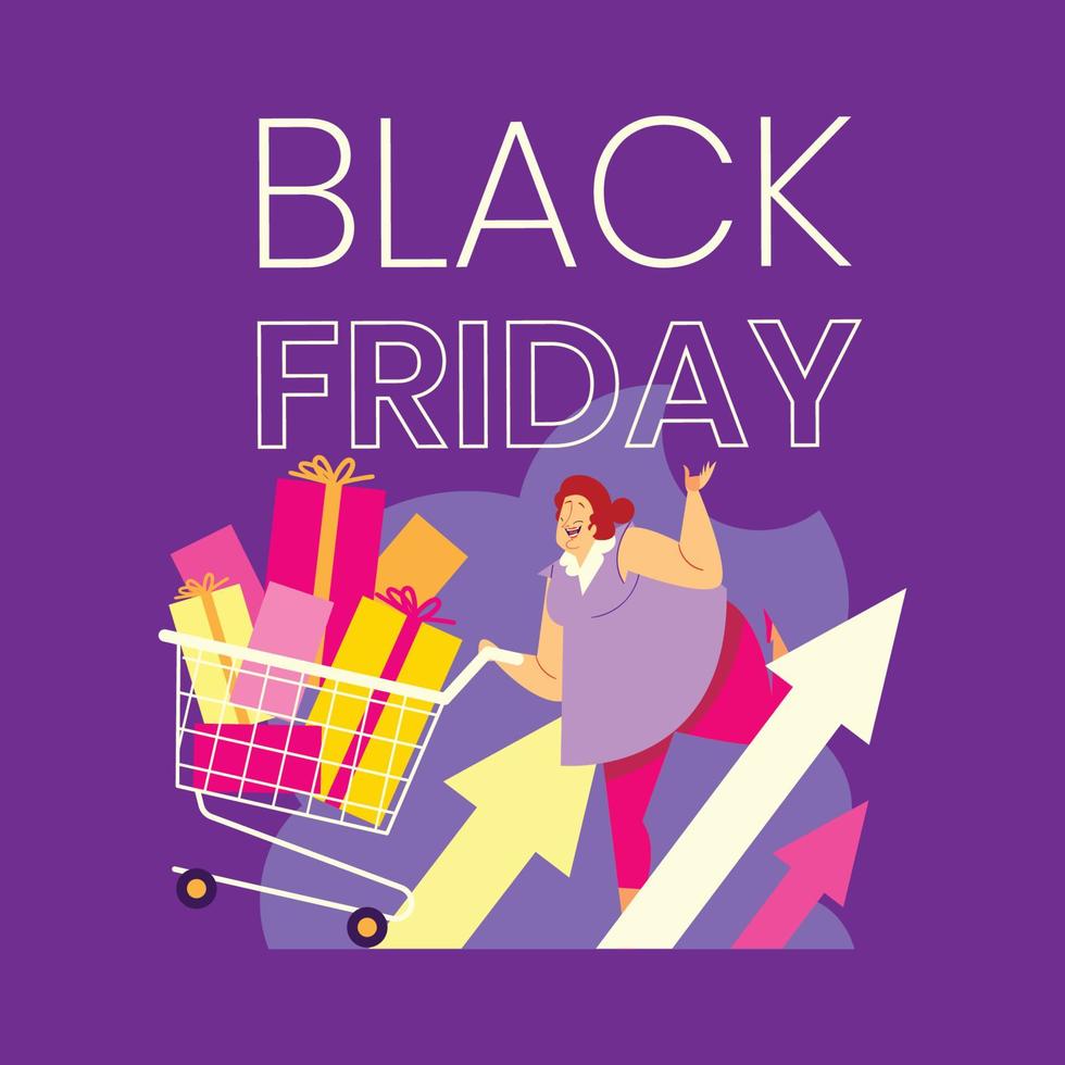 Dancing Black Friday Shopper vector