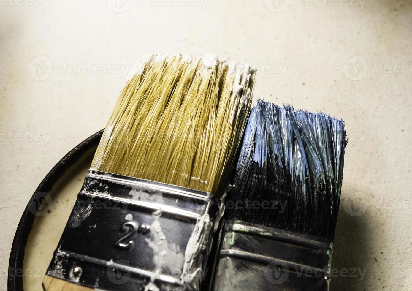 Close up of paint brush photo