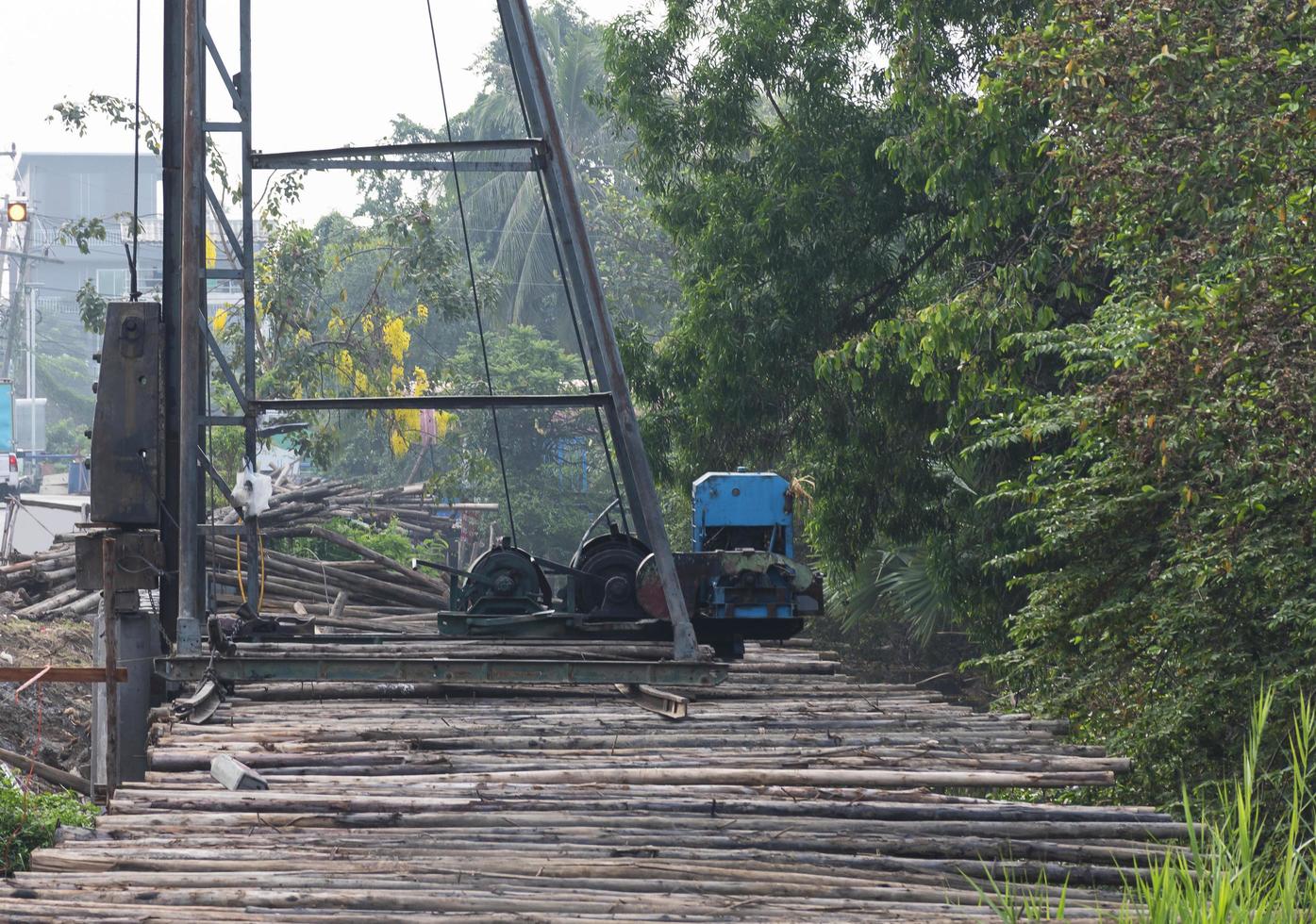 Derrick at road construction site photo