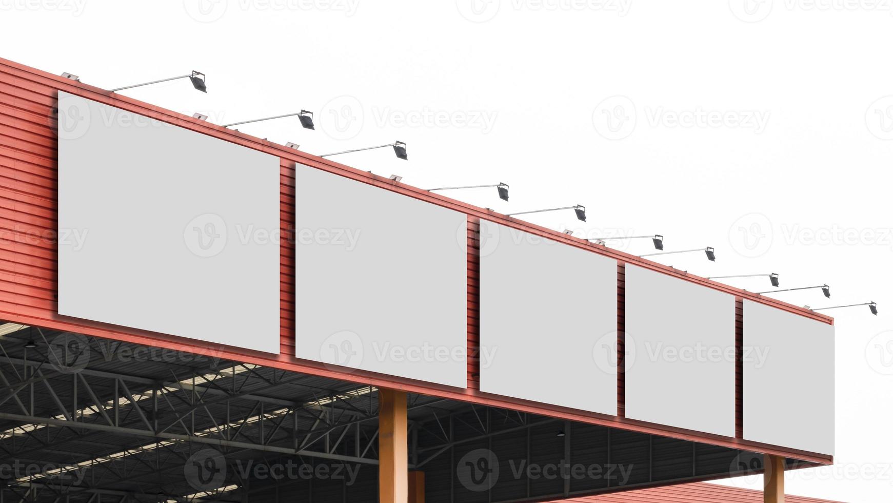 Mock up billboard on orange building on white background photo