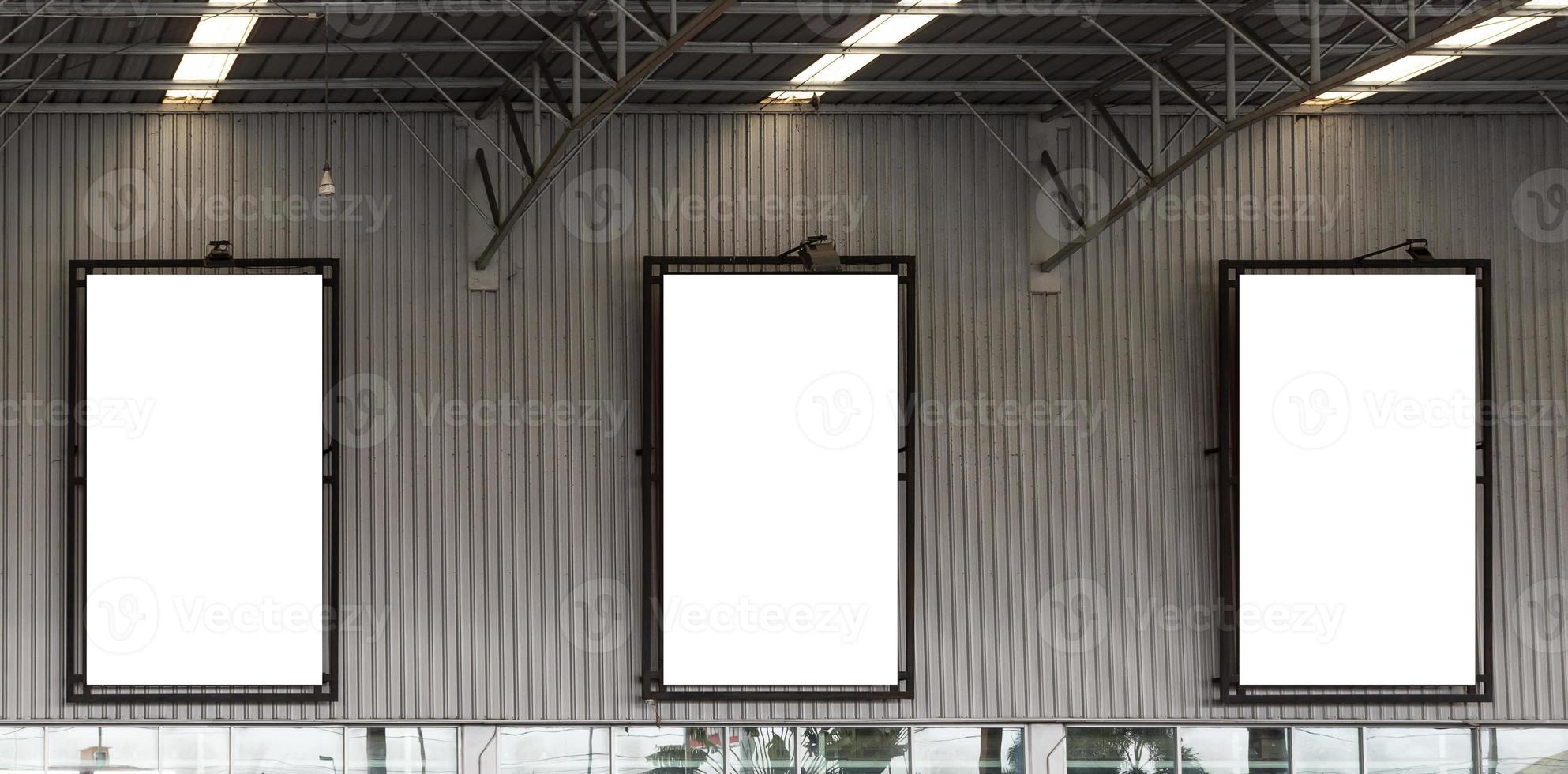 Mockup billboard on wall building with clipping path photo