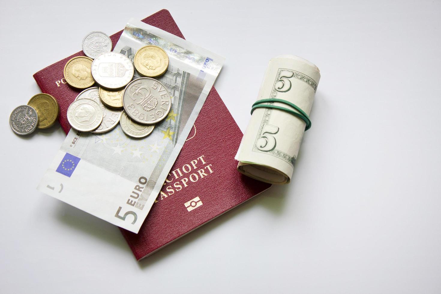 set of traveler's passport and money photo