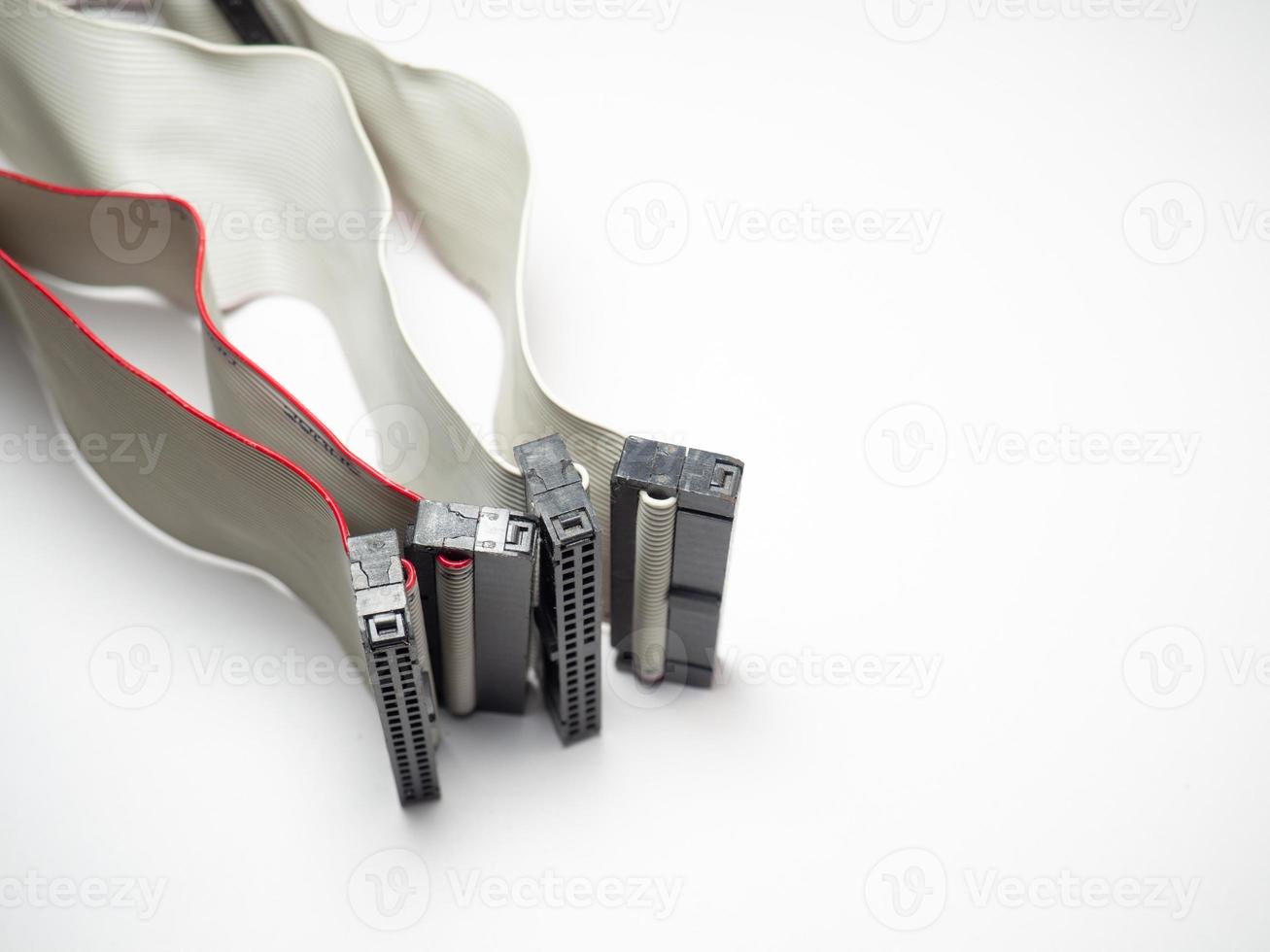 Loops of wires from the computer system unit .  Electronics. photo