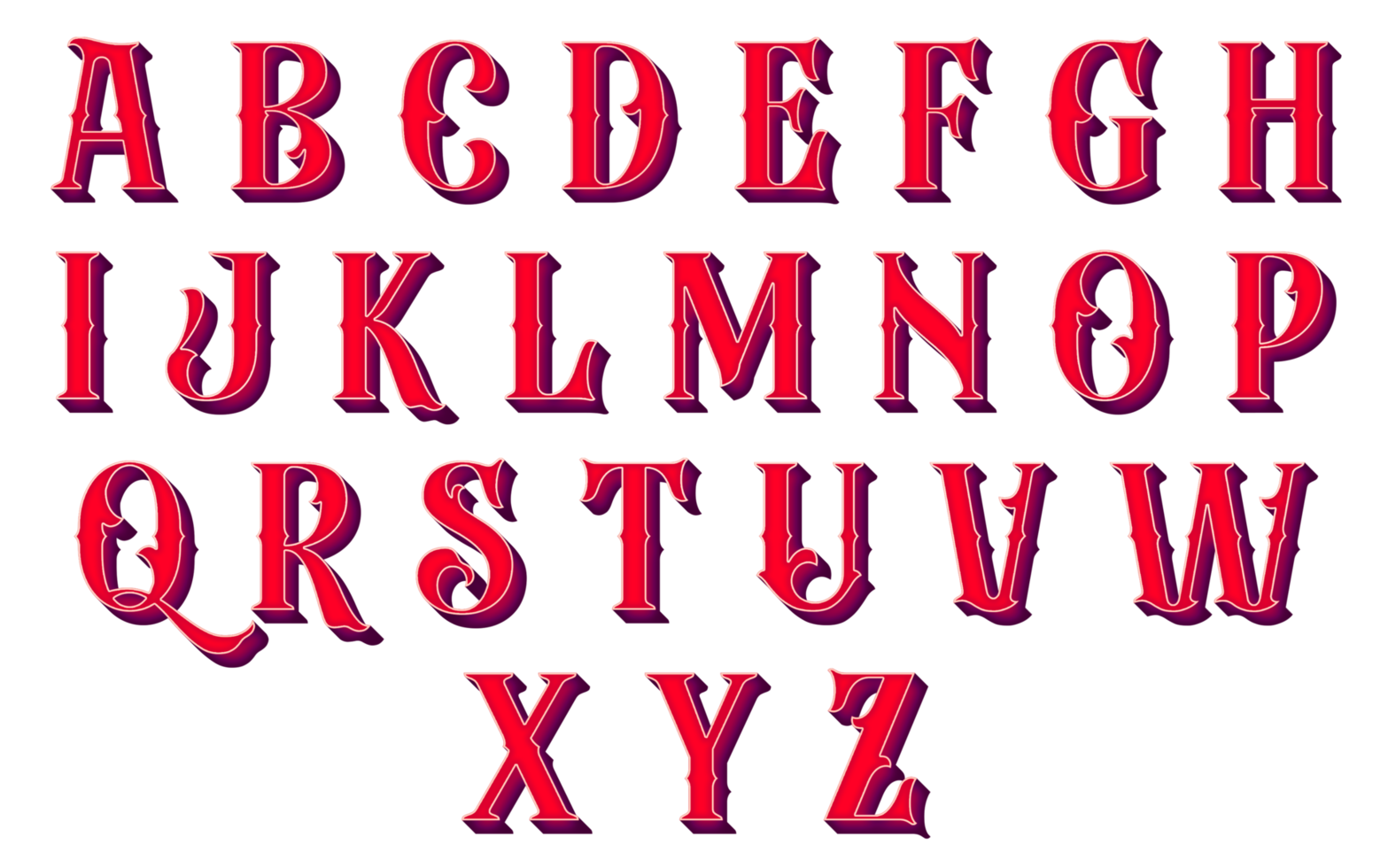red colour 3d alphabet letters png