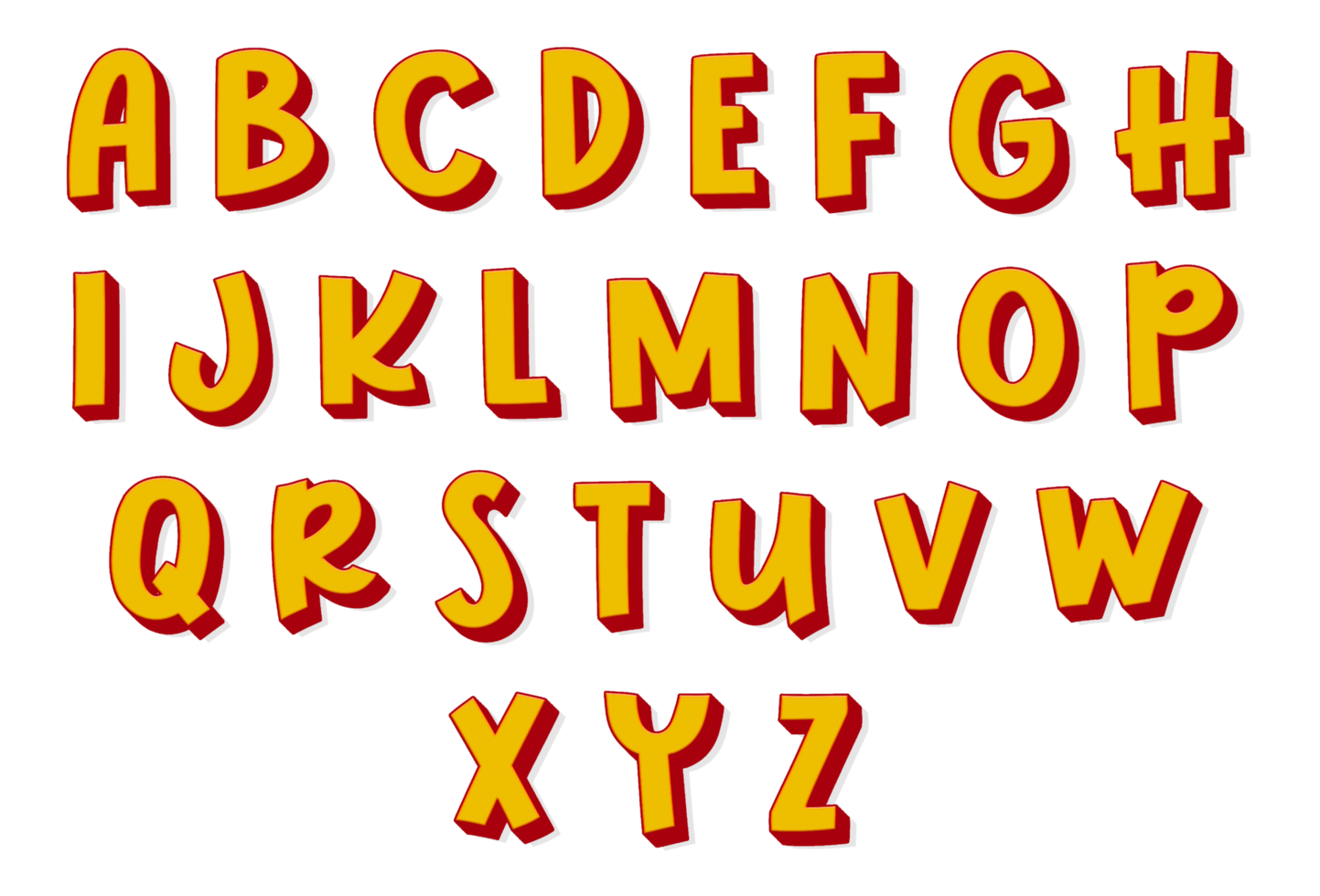 letras del alfabeto 3d png