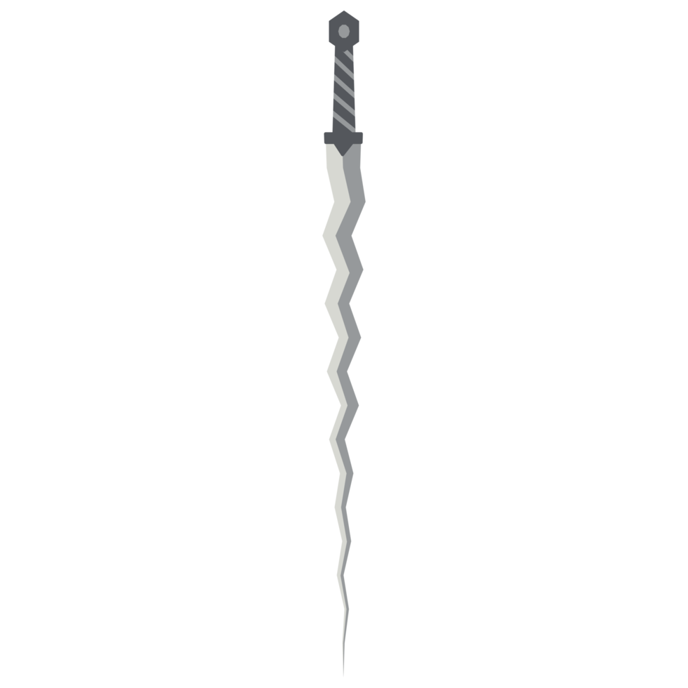 sword zigzag long keris one handed two side sharp swords knight weapon png