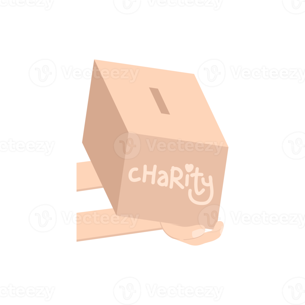 hand holding charity donating box png