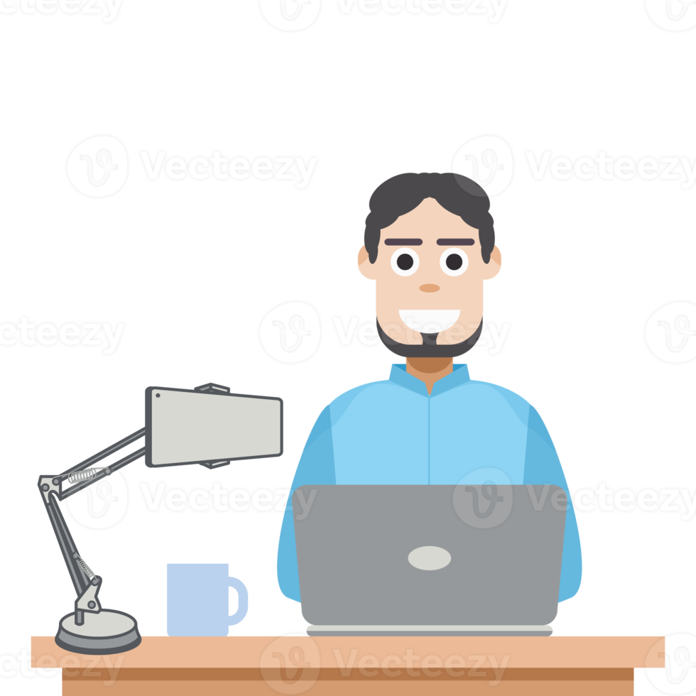 man playing laptop work from home png
