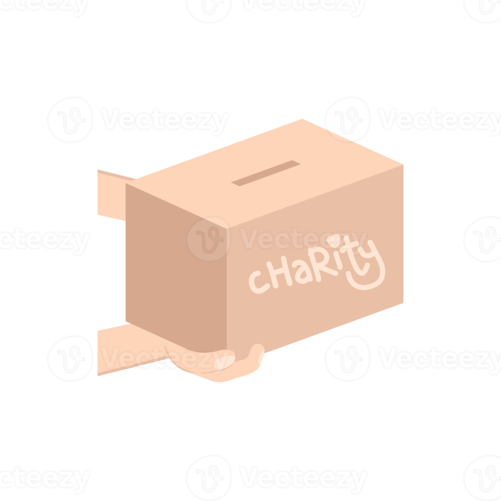 hand holding charity donating box png