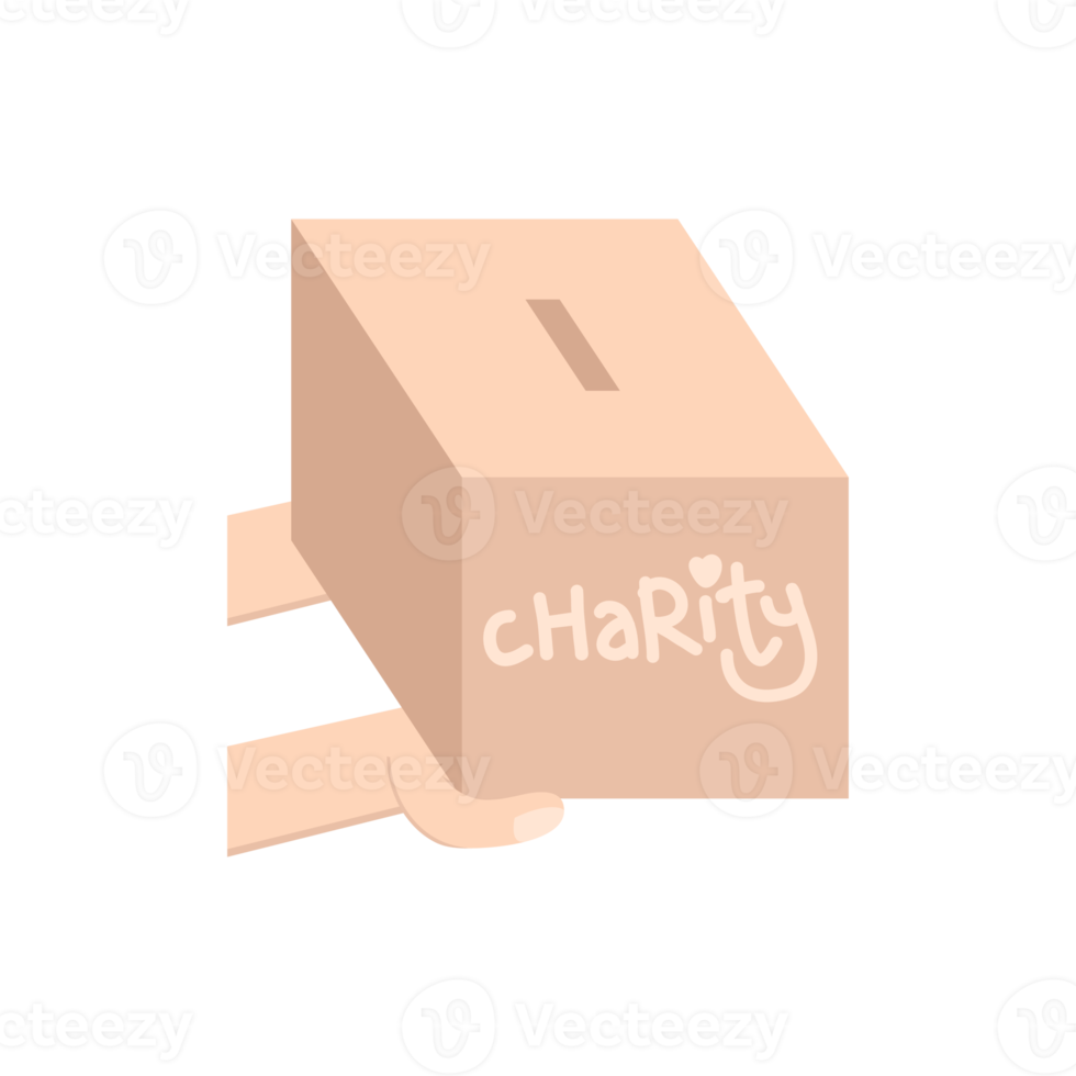 hand holding charity donating box png