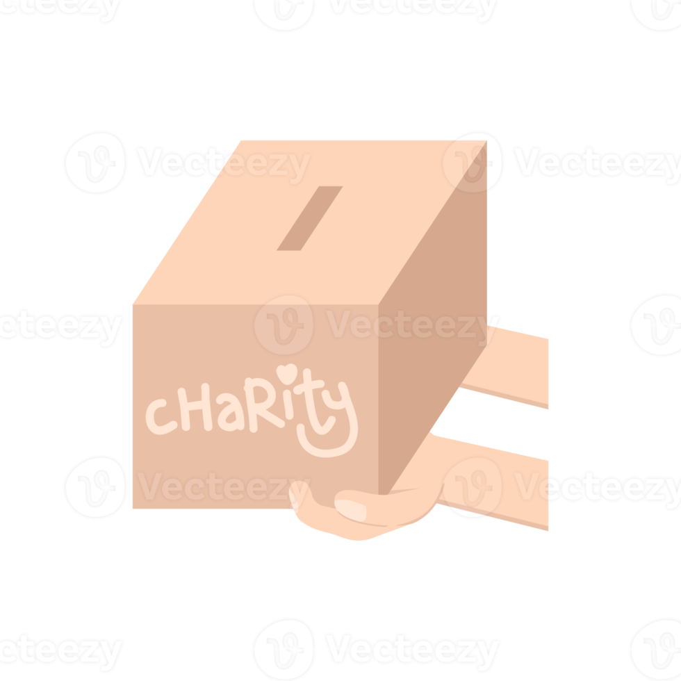 hand holding charity donating box png