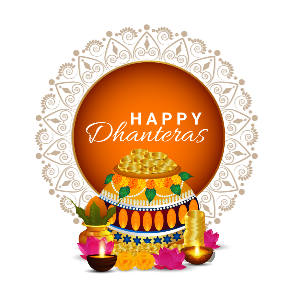 Indian festival shubh dhanteras celebration greeting card png