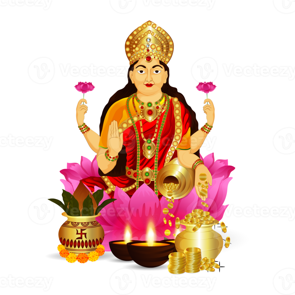 illustration of goddess laxami for happy dhanteras png