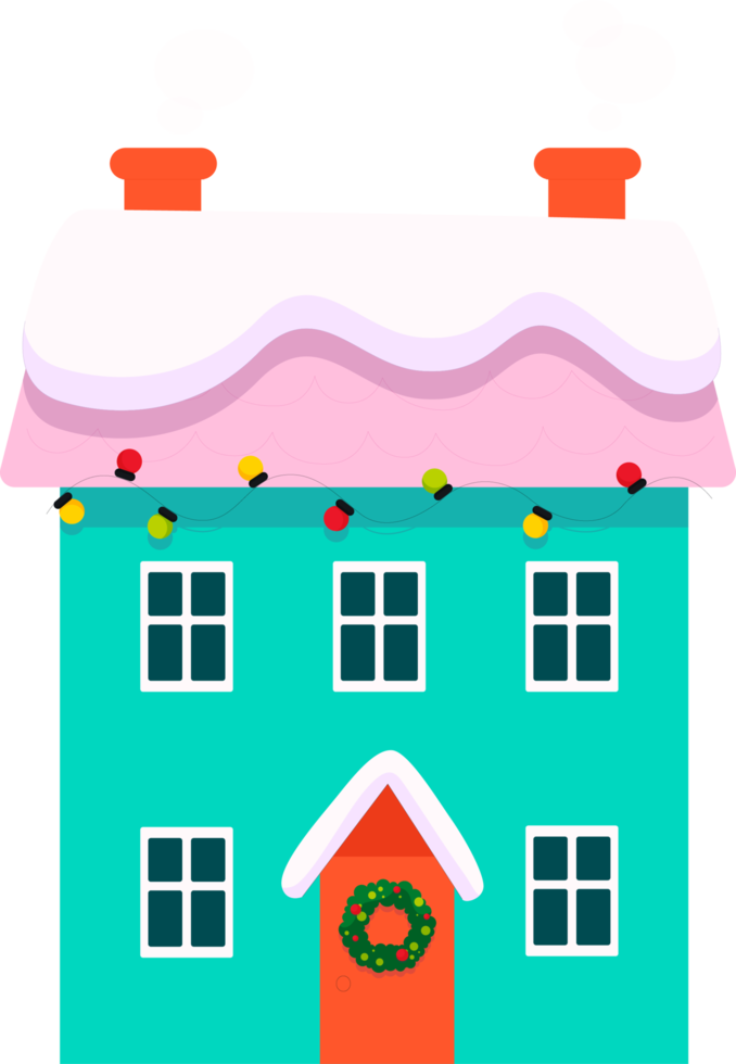 Houses in the winter in the snow. png