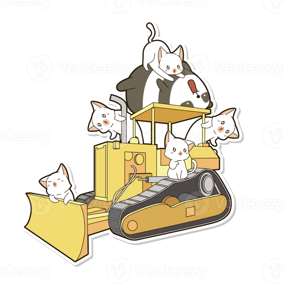 cute cat and vehicle cartoon png