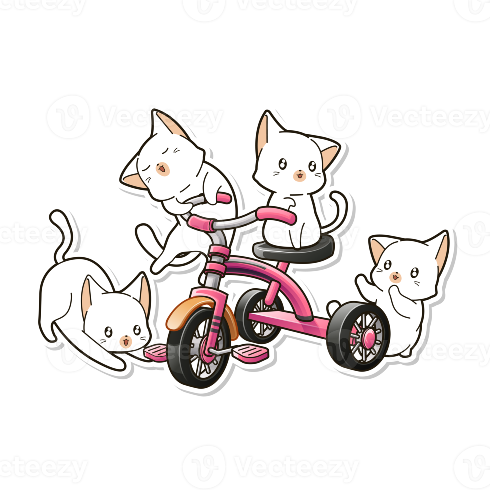 cute cat and vehicle cartoon png