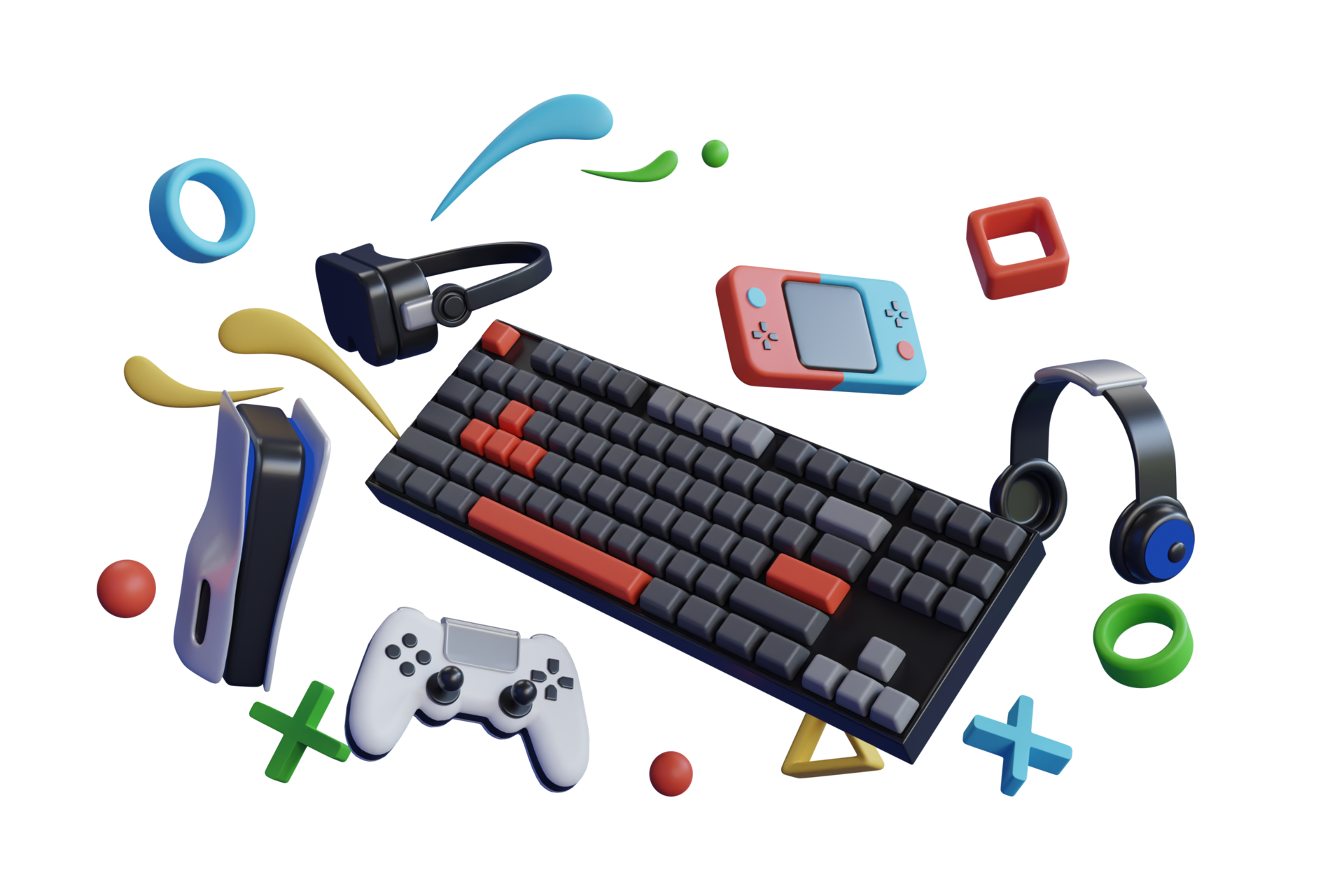 Conceito de videogame. o gamepad controla o robô voador do videogame. jogos  de blockchain. renderizado 3d.