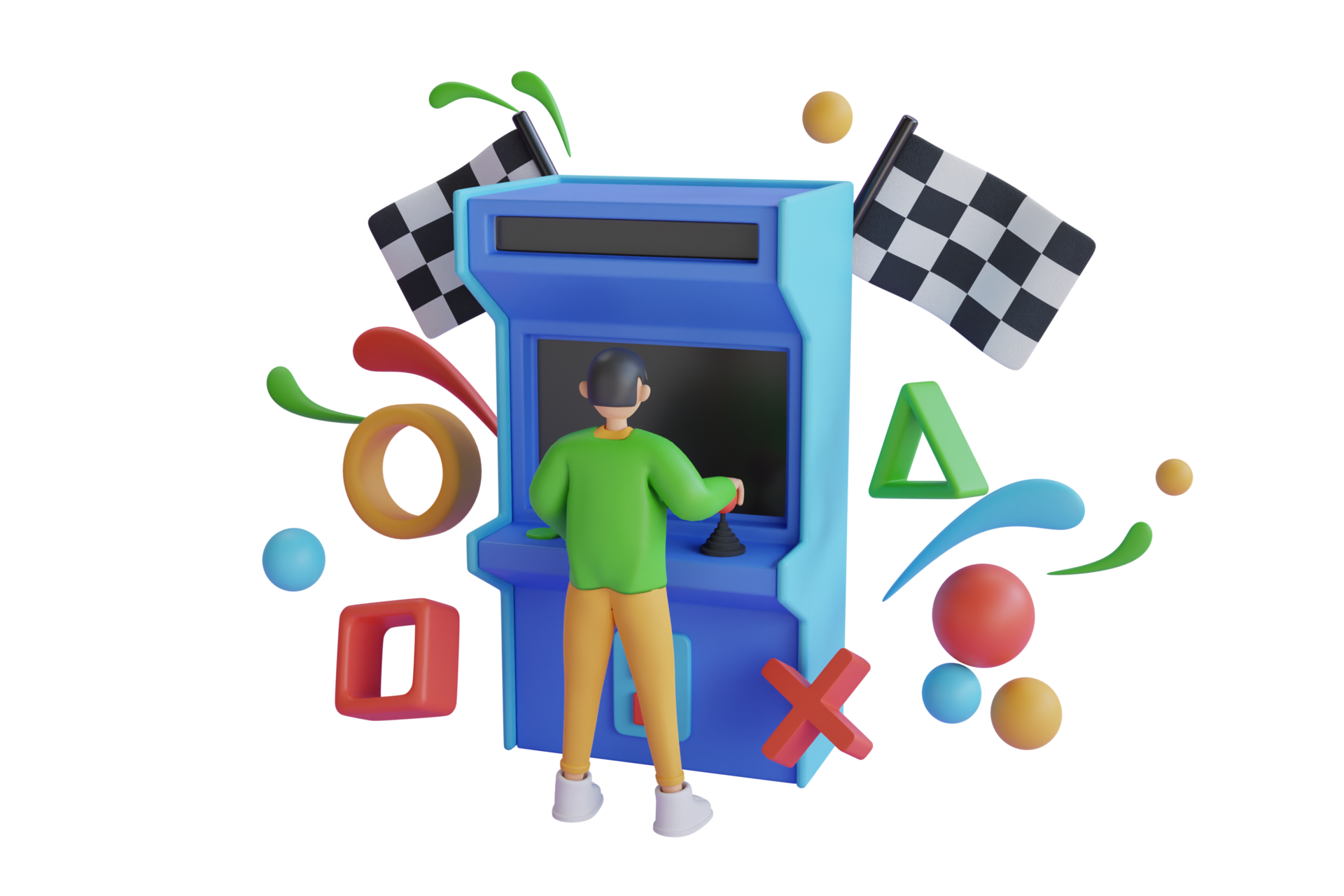3D Playing Game Cabinet Retro Arcade Machine With Blank Screen 3d-playing-game-cabinet-retro-arcade-machine-with-blank-screen