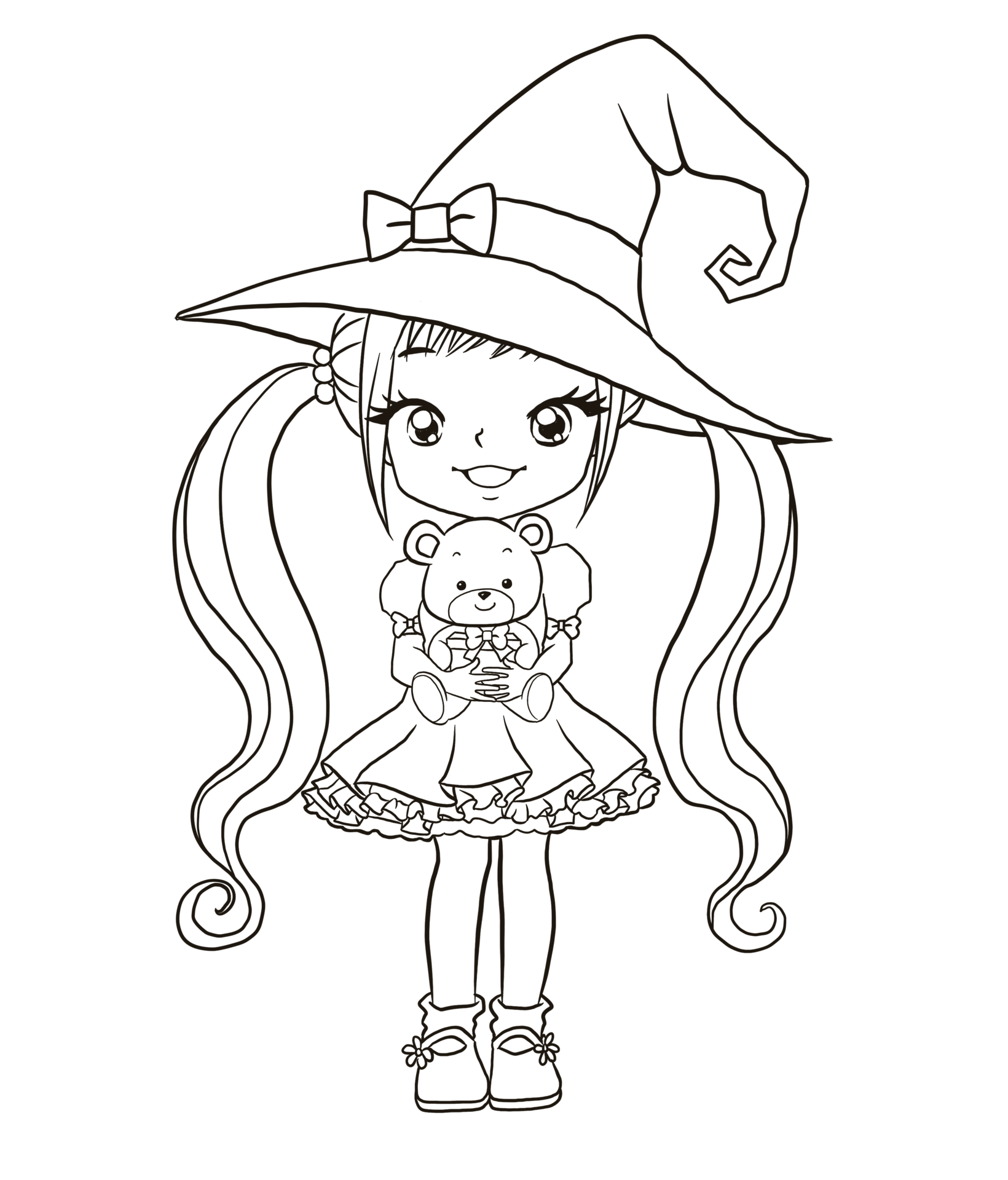 Free cartoon witch halloween doodle kawaii anime coloring page cute  illustration clipart character 11842338 PNG with Transparent Background