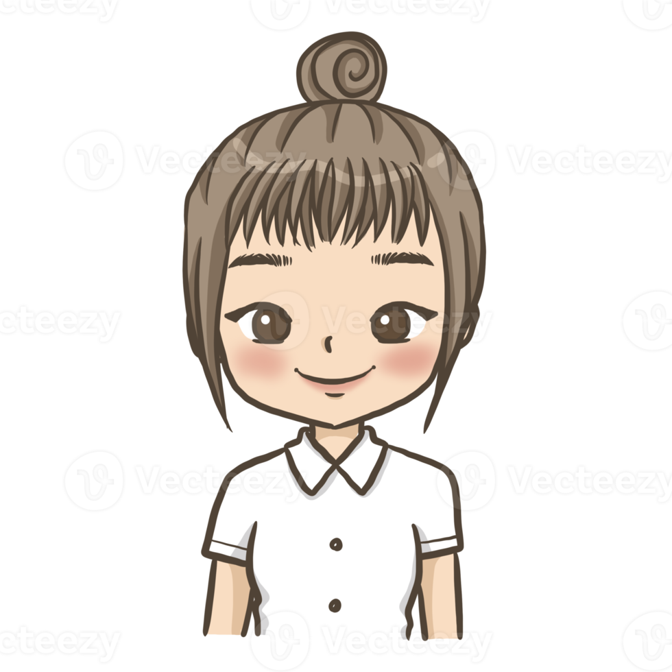 cartoon mädchen porträt gekritzel kawaii anime malseite niedlich illustration clipart charakter png