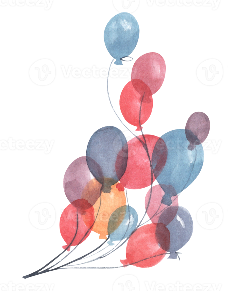 ballons à air aquarelle. décor de salutation. png