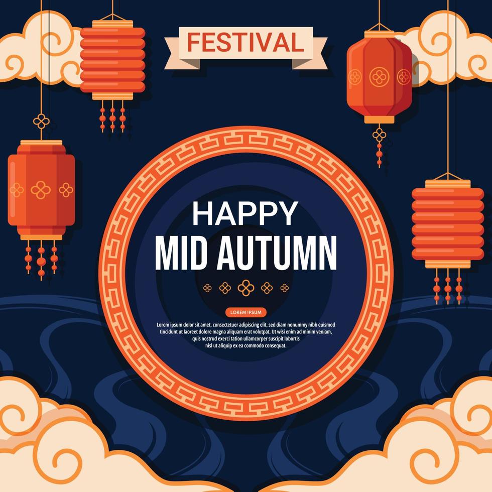 festival del medio otoño en estilo plano vector