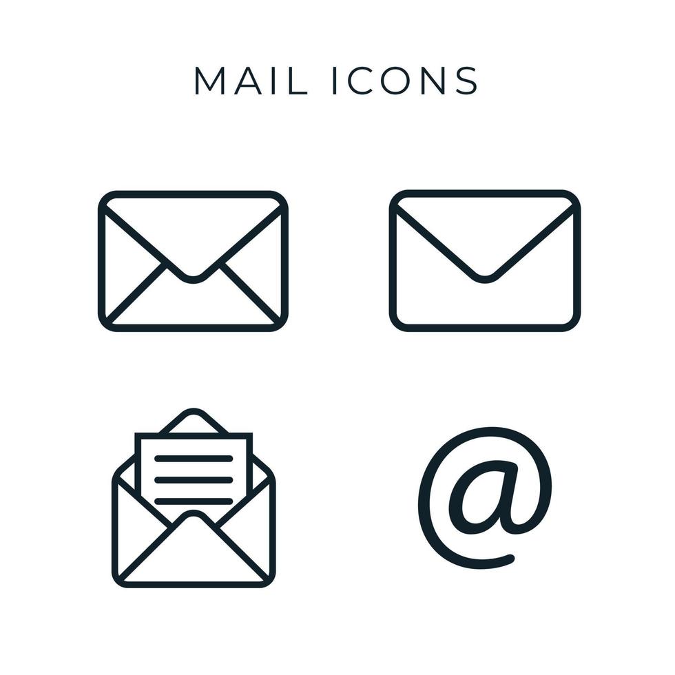 Outline mail icon set vector