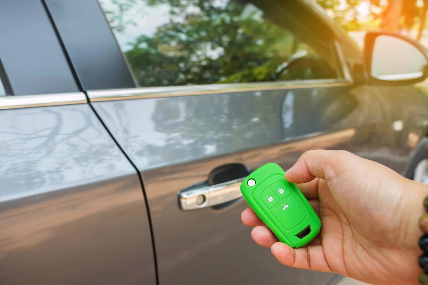 hand holding car's remote controller photo