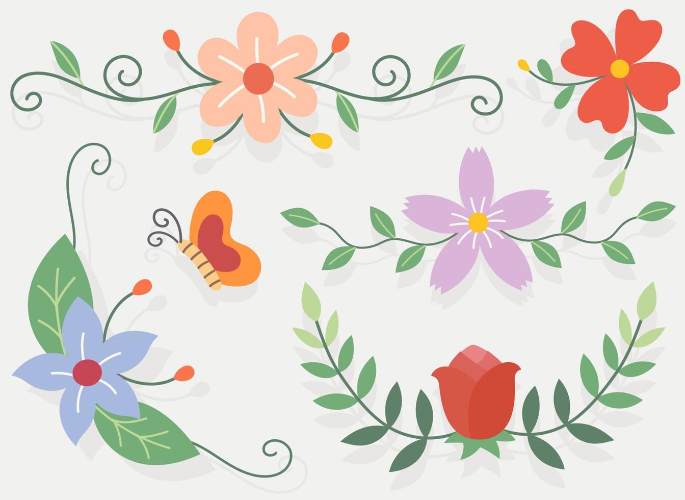 colección de ilustraciones de arte de línea de flores dibujadas a mano vector
