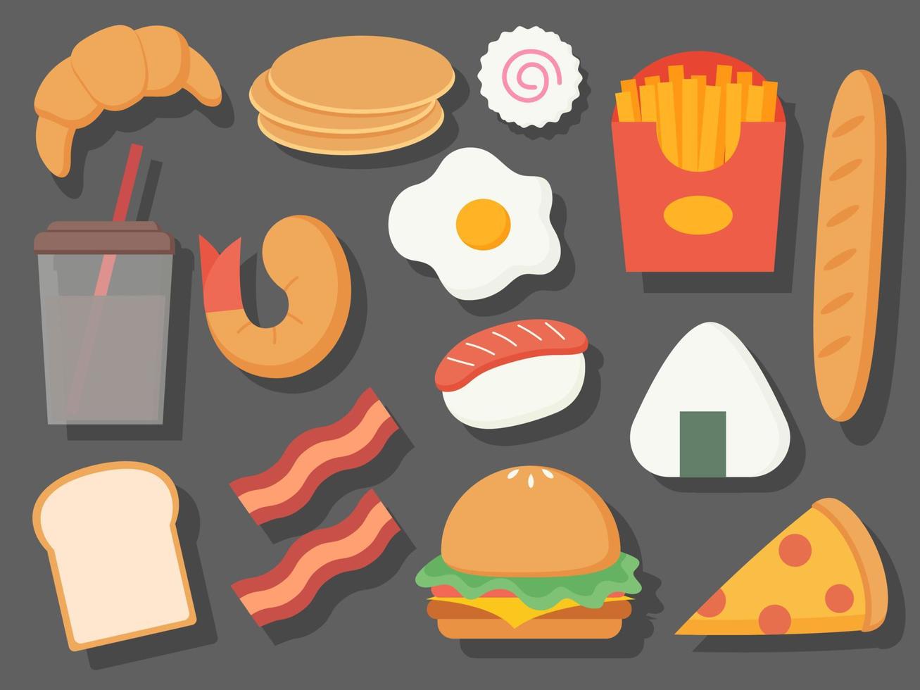 Hand drawn food illustration collection vector