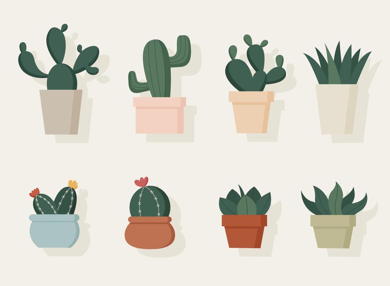 colección de ilustraciones de cactus dibujadas a mano vector