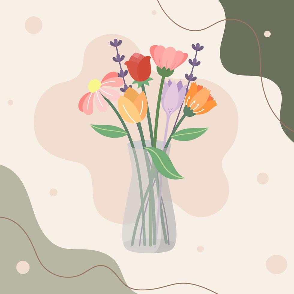 Flower vase in abstract background illustration vector