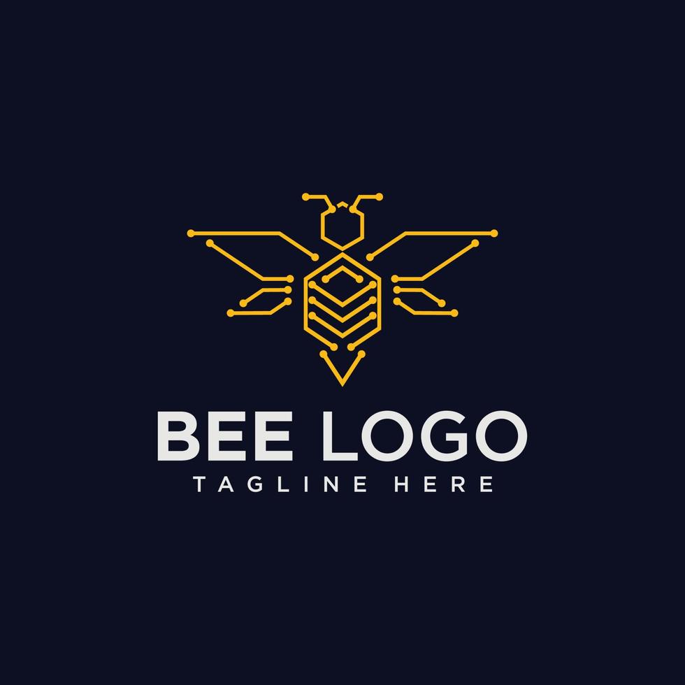 Honey bee technology logo design vector