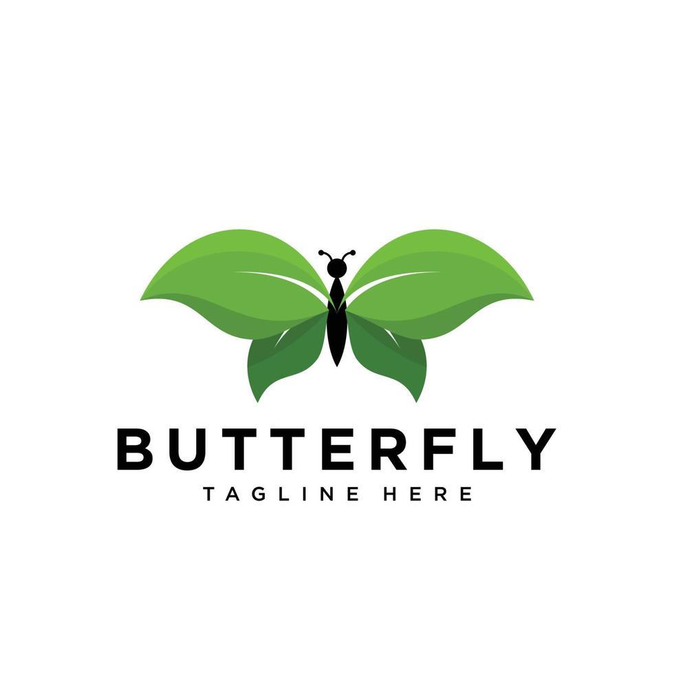 Modern leaf butterfly logo design vector