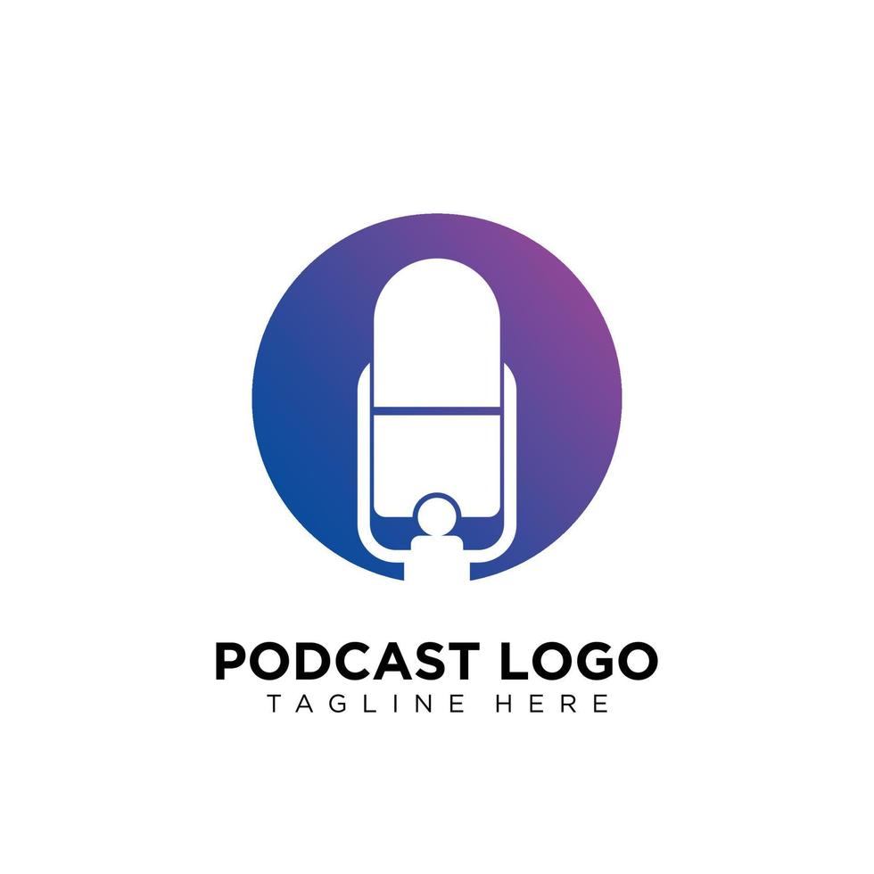 Modern microphone logo design for podcast business company symbol vector