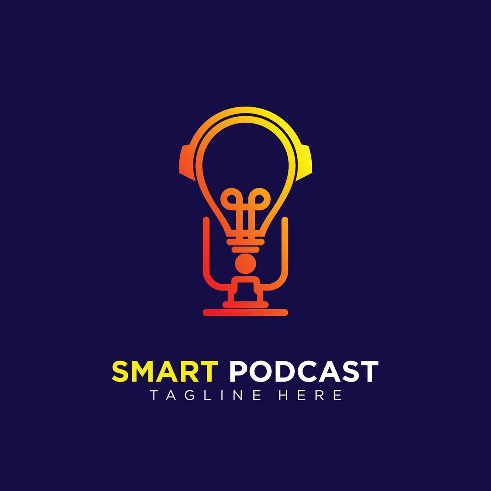 Modern smile microphone logo design for smart podcast business company symbol vector