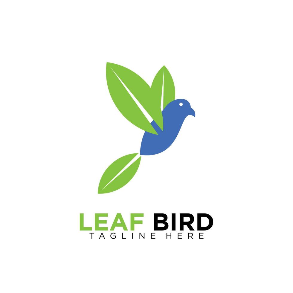 diseño moderno de logotipo de hoja y pájaro para marca de empresa comercial vector