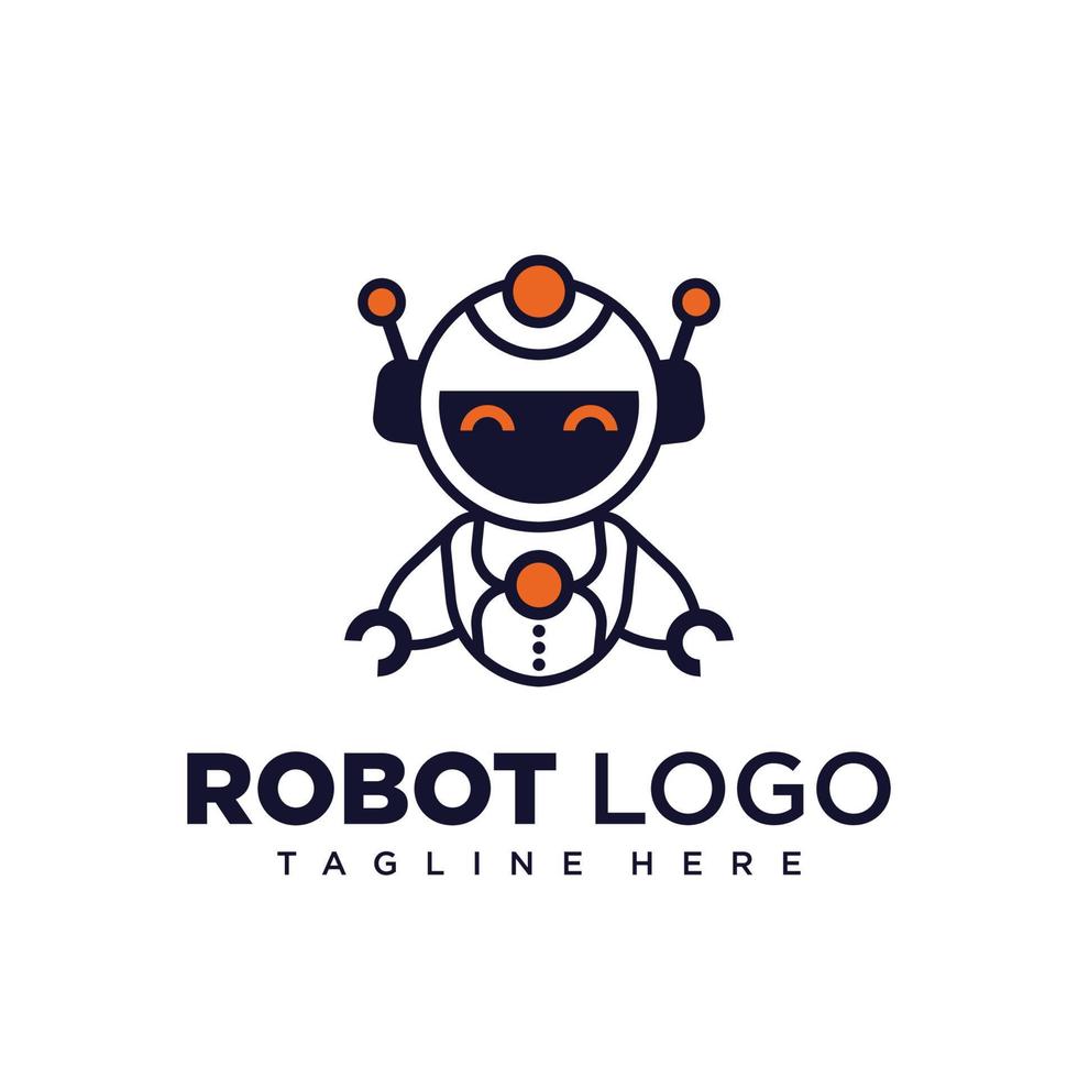 lindo diseño de logotipo de personaje robot para mascota de la empresa o mascota de la comunidad vector