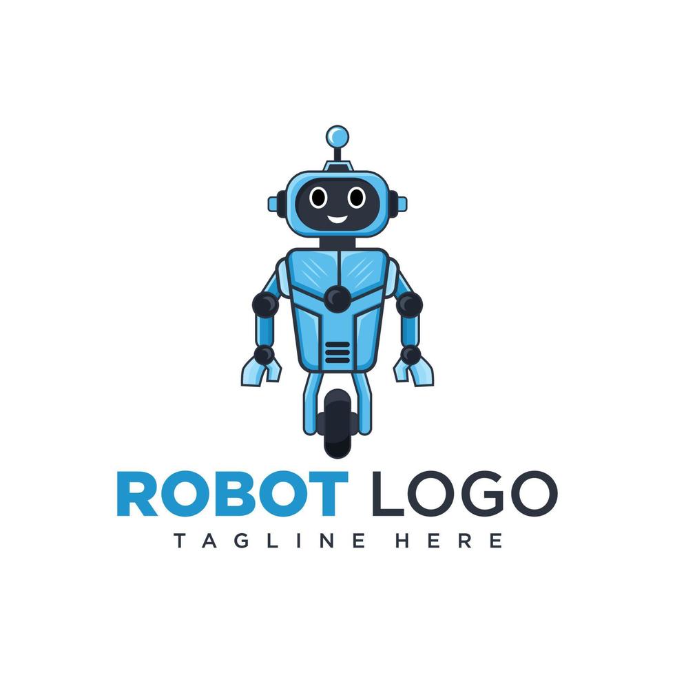 Cute robot character logo design for company mascot or community mascot vector